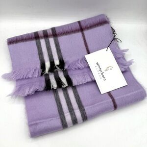 Winterborn Alpaca Scarf ✨New! w/ Tags✨ Plaid Tartan Purple Lilac Lavender